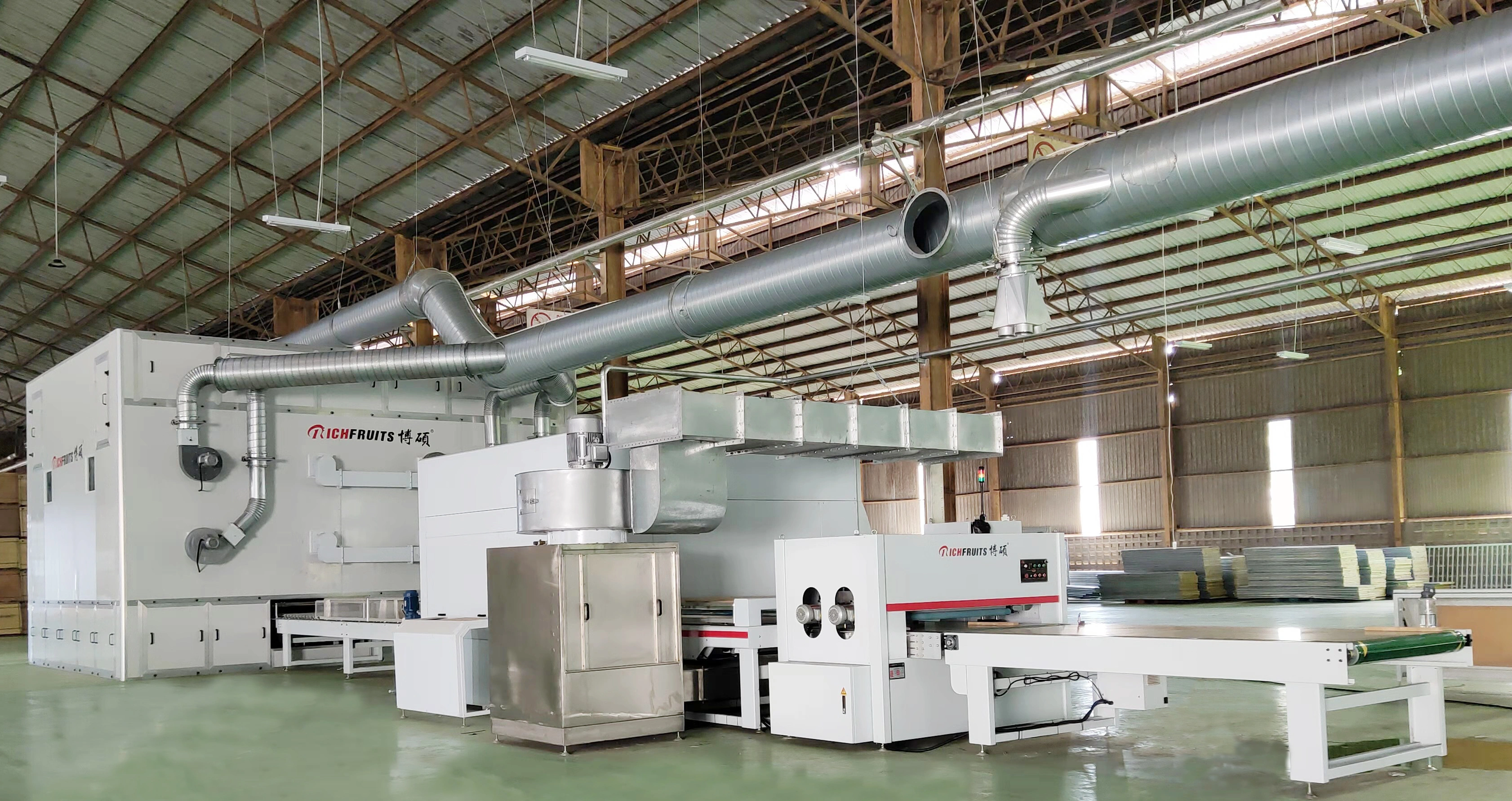 automated spray coating line drying and curing section